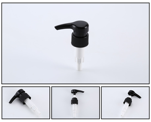 28mm Black Lotion Pump , Big Dosage 4cc Ribbed Plastic Liquid Soap Dispenser Pump